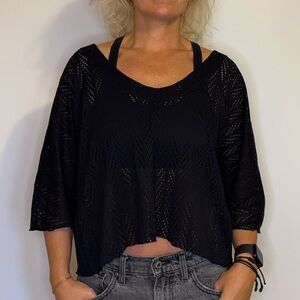 Hurley Black Crochet Crop Shirt Small NWT